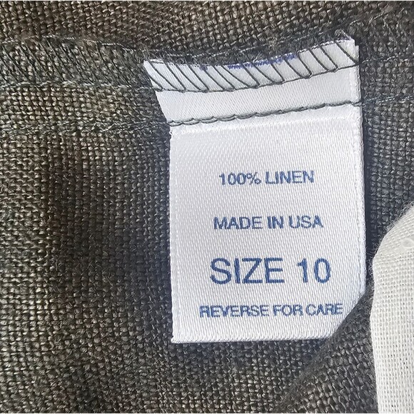 Ann Taylor Olive Green 100% Linen Skirt Sz 10 Minimalist Chic Vintage 90s Summer - Picture 8 of 13